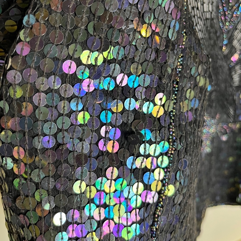 Elegant Black Sequin Women's Blouse - Picture 6 of 12